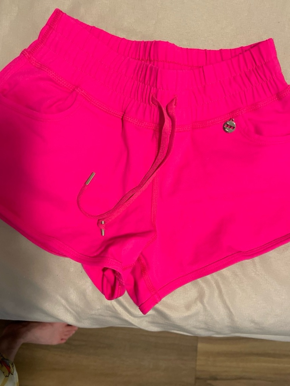 Lorna Jane Neon Hot Pink Drawstring Athletic Shorts